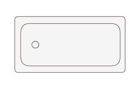 The bathtub symbol: a large rounded rectangle with a drain circle at one end